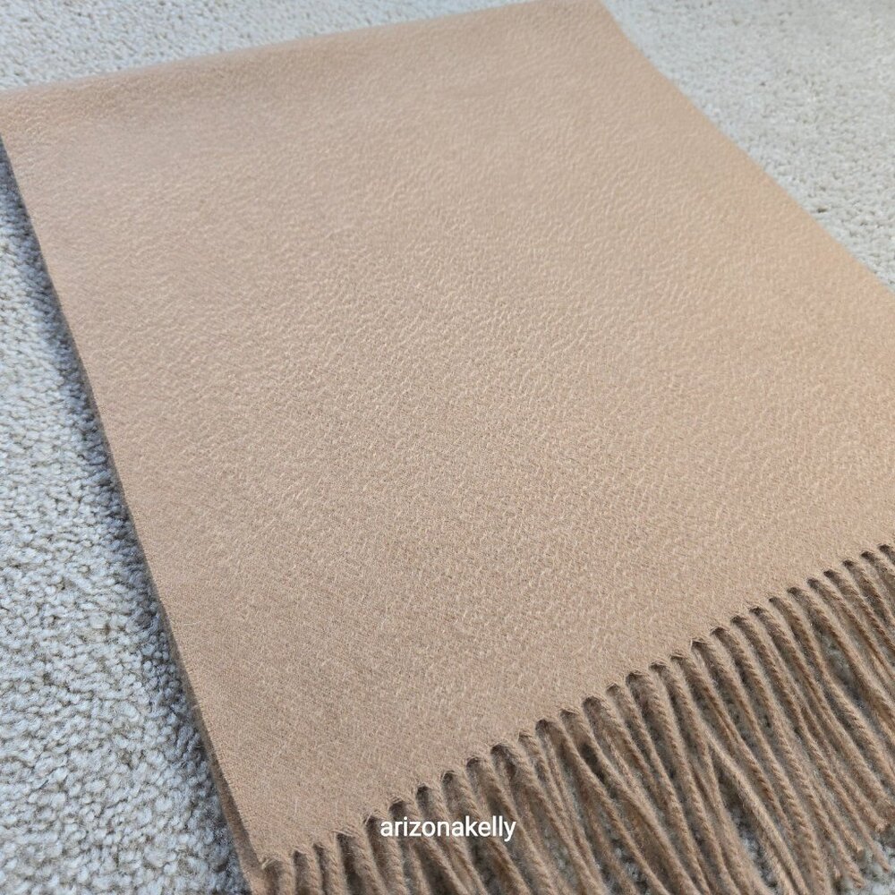 NWOT Tan Cashmere Scarf With Fringe - Picture 11 of 16